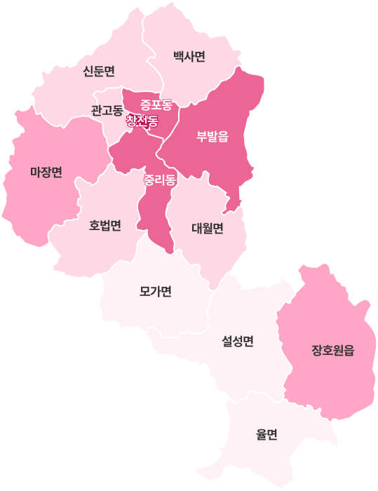 이천시 읍면동별 사업체현황 지도
